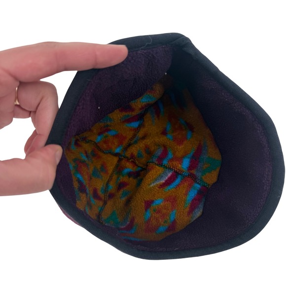 Vintage 90's Mountain Shades Vail Colorado Fleece Beanie Geometric Ski Hat - Picture 3 of 7